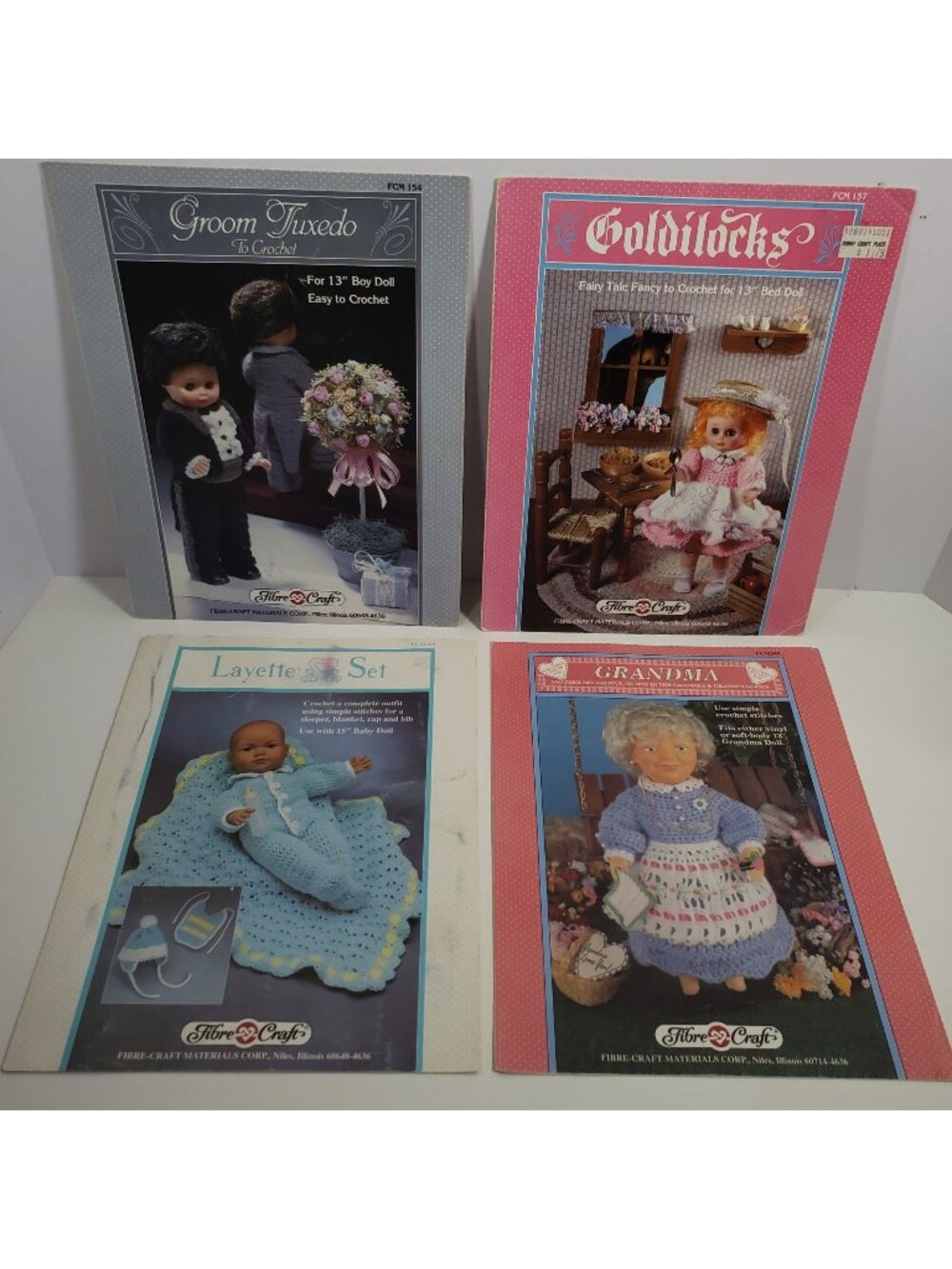 Layette Tuxedo Goldilocks Grandma Crochet Patterns Fibre-Craft Dolls Clothes - Picture 1 of 9